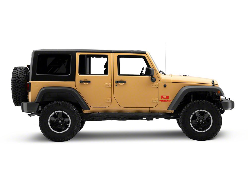 Jeep Licensed by RedRock X Logo with Wrangler Unlimited Decal; Red (87-18 Jeep Wrangler YJ, TJ & JK)