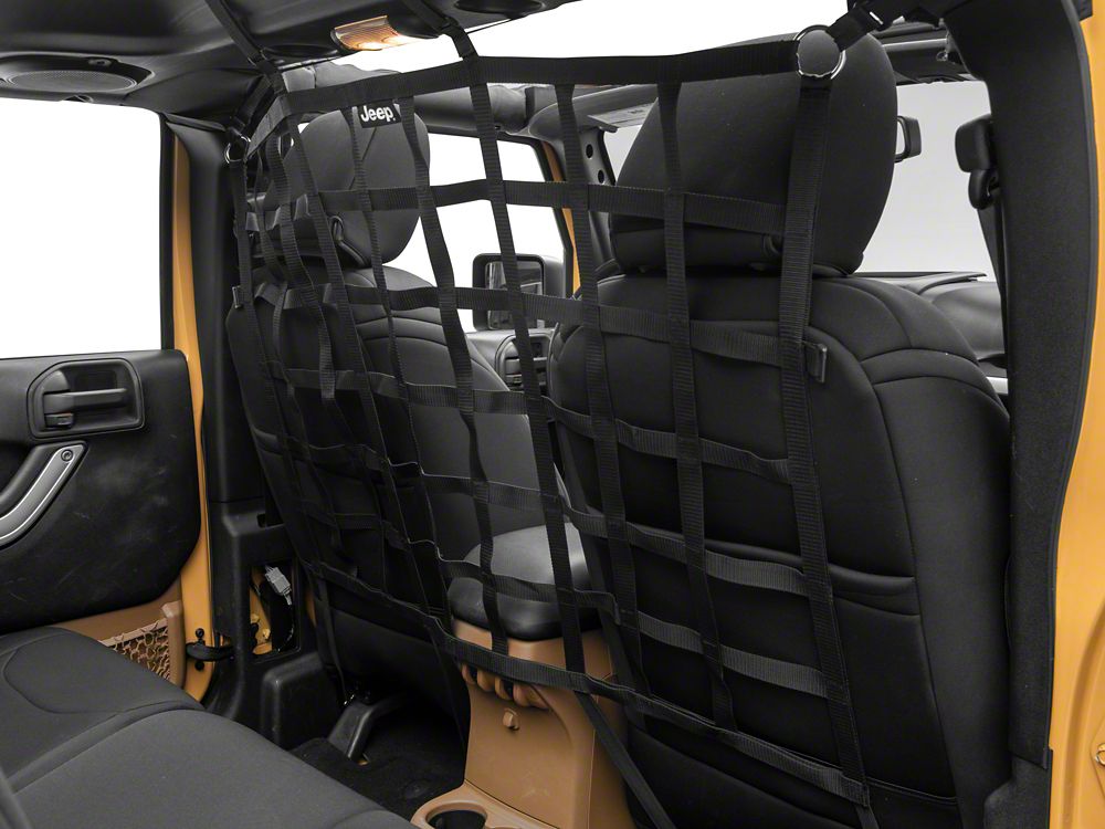 Jeep Licensed by RedRock Rear Seat Cargo Net/Pet Divider with Jeep Logo (07-18 Jeep Wrangler JK 4-Door)