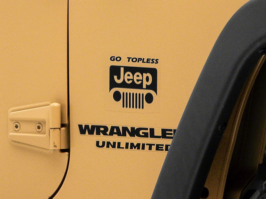 Jeep Licensed by RedRock Go Topless Jeep Decal; Matte Black (87-18 Jeep Wrangler YJ, TJ & JK)