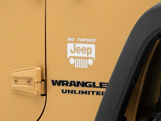 Jeep Licensed by RedRock Go Topless Jeep Decal; White (87-18 Jeep Wrangler YJ, TJ & JK)
