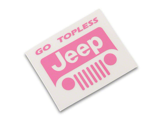 Jeep Licensed by RedRock Go Topless Jeep Decal; Pink (87-18 Jeep Wrangler YJ, TJ & JK)