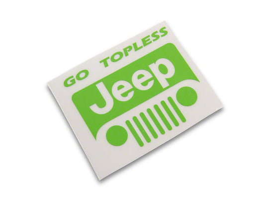 Jeep Licensed by RedRock Go Topless Jeep Decal; Lime Green (87-18 Jeep Wrangler YJ, TJ & JK)