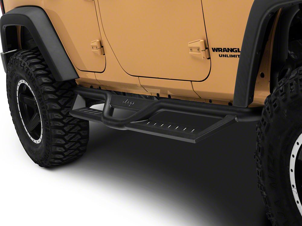 Jeep Licensed by RedRock HD Drop Side Step Bars with Jeep Logo (07-18 Jeep Wrangler JK 4-Door)