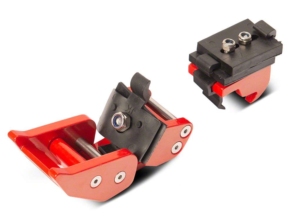 RedRock Old Glory Billet Hood Catch Kit; Red (07-25 Jeep Wrangler JK & JL)