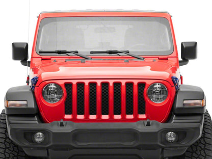 RedRock Old Glory Billet Hood Catch Kit; Blue (07-25 Jeep Wrangler JK & JL)