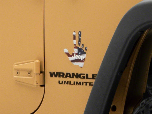 Jeep Licensed by RedRock Jeep Peace Decal; Real Flag (87-18 Jeep Wrangler YJ, TJ & JK)