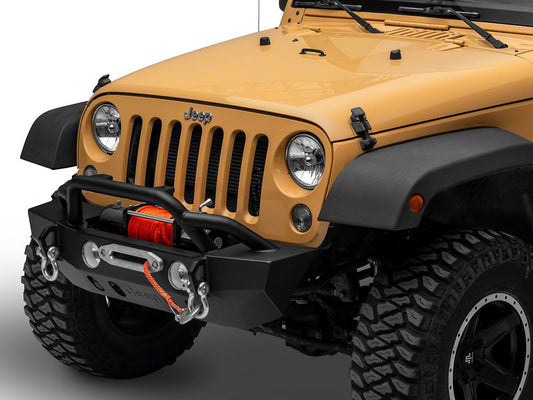 Jeep Licensed by RedRock Crawler Stubby Winch Front Bumper with Jeep Logo (07-18 Jeep Wrangler JK)