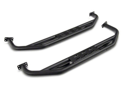 Jeep Licensed by RedRock Side Armor with Step Pads with Jeep Logo; Textured Black (87-06 Jeep Wrangler YJ & TJ, Excluding Unlimited)