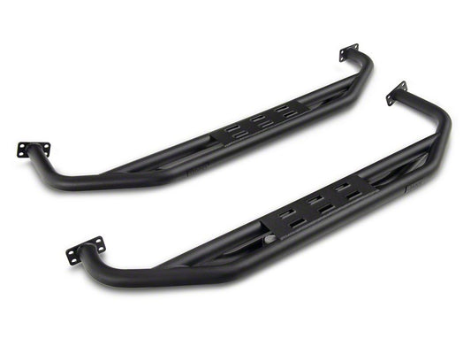 Jeep Licensed by RedRock Side Armor with Step Pads with Jeep Logo; Textured Black (87-06 Jeep Wrangler YJ & TJ, Excluding Unlimited)