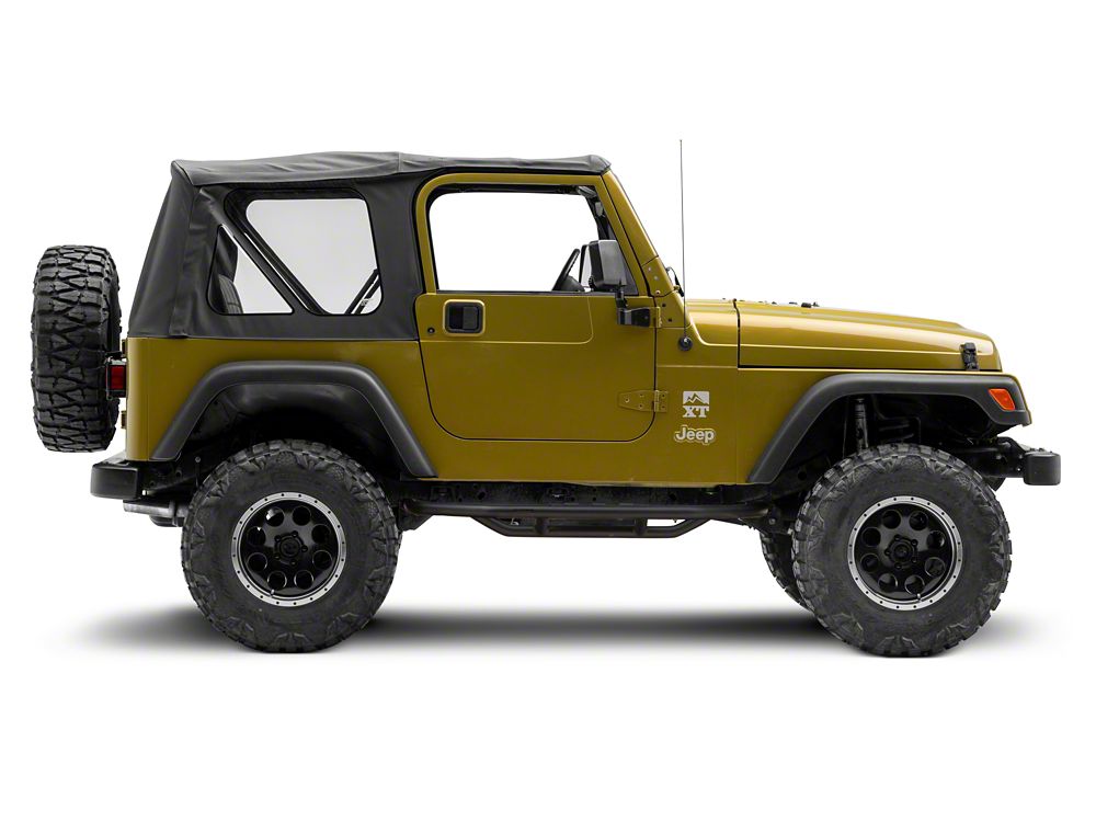 Jeep Licensed by RedRock Side Armor with Step Pads with Jeep Logo; Textured Black (87-06 Jeep Wrangler YJ & TJ, Excluding Unlimited)