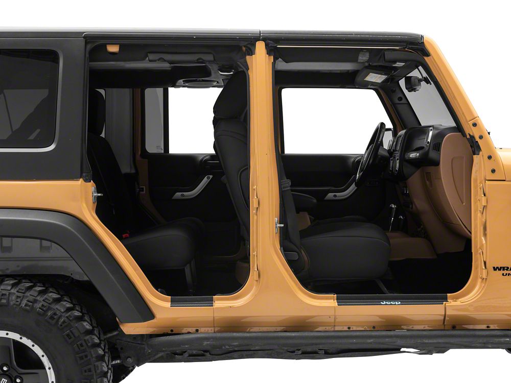Jeep Licensed by RedRock Carbon Fiber Door Sill Decal; Metallic (07-18 Jeep Wrangler JK)