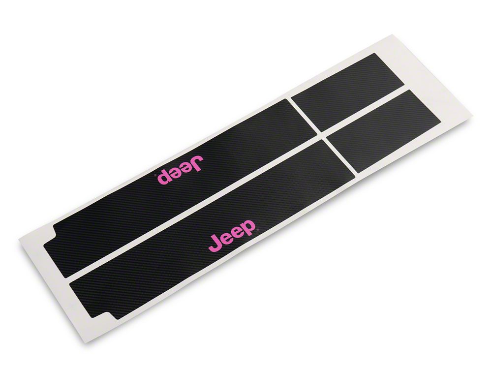 Jeep Licensed by RedRock Carbon Fiber Door Sill Decal; Pink (07-18 Jeep Wrangler JK)