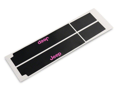 Jeep Licensed by RedRock Carbon Fiber Door Sill Decal; Pink (07-18 Jeep Wrangler JK)