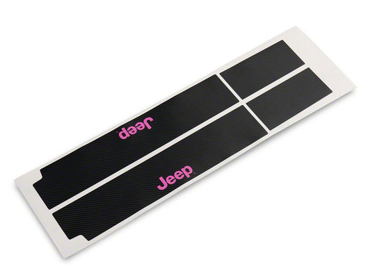 Jeep Licensed by RedRock Carbon Fiber Door Sill Decal; Pink (07-18 Jeep Wrangler JK)