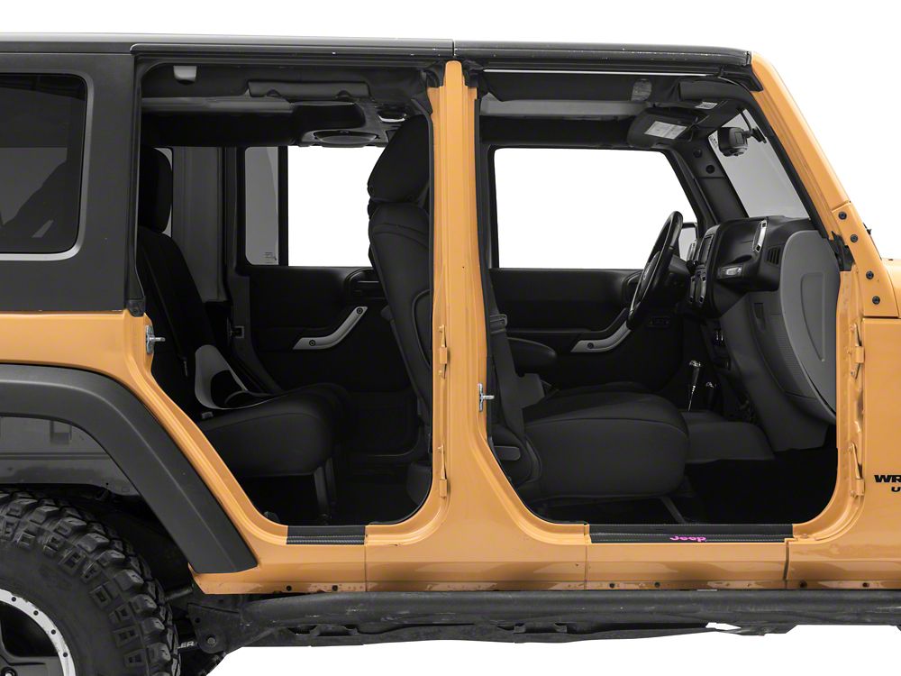Jeep Licensed by RedRock Carbon Fiber Door Sill Decal; Pink (07-18 Jeep Wrangler JK)