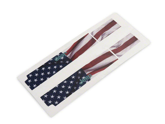 Jeep Licensed by RedRock Carbon Fiber Door Sill Decal; Real Flag (07-18 Jeep Wrangler JK)