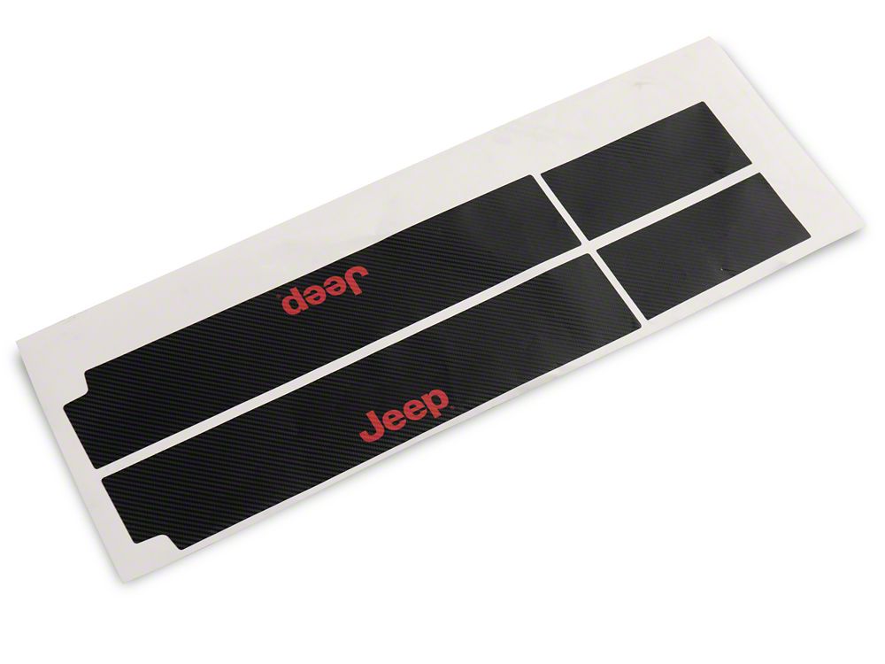 Jeep Licensed by RedRock Carbon Fiber Door Sill Decal; Red (07-18 Jeep Wrangler JK)