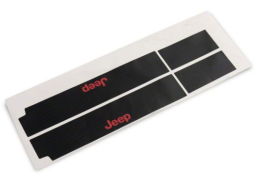Jeep Licensed by RedRock Carbon Fiber Door Sill Decal; Red (07-18 Jeep Wrangler JK)