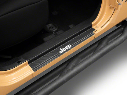 Jeep Licensed by RedRock Carbon Fiber Door Sill Decal; White (07-18 Jeep Wrangler JK)