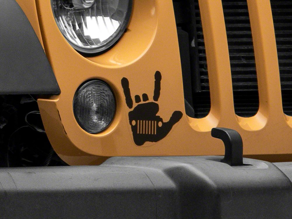 Jeep Licensed by RedRock Jeep Metal Grille Decal; Gloss Black (87-18 Wrangler YJ, TJ & JK)