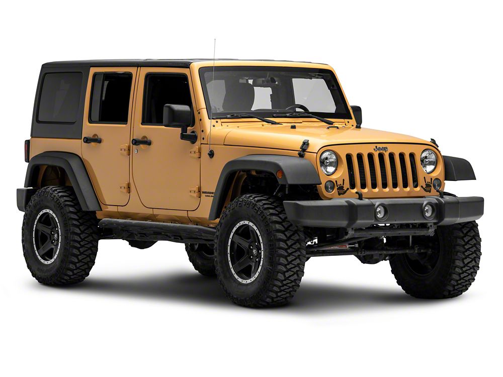 Jeep Licensed by RedRock Jeep Metal Grille Decal; Gloss Black (87-18 Wrangler YJ, TJ & JK)