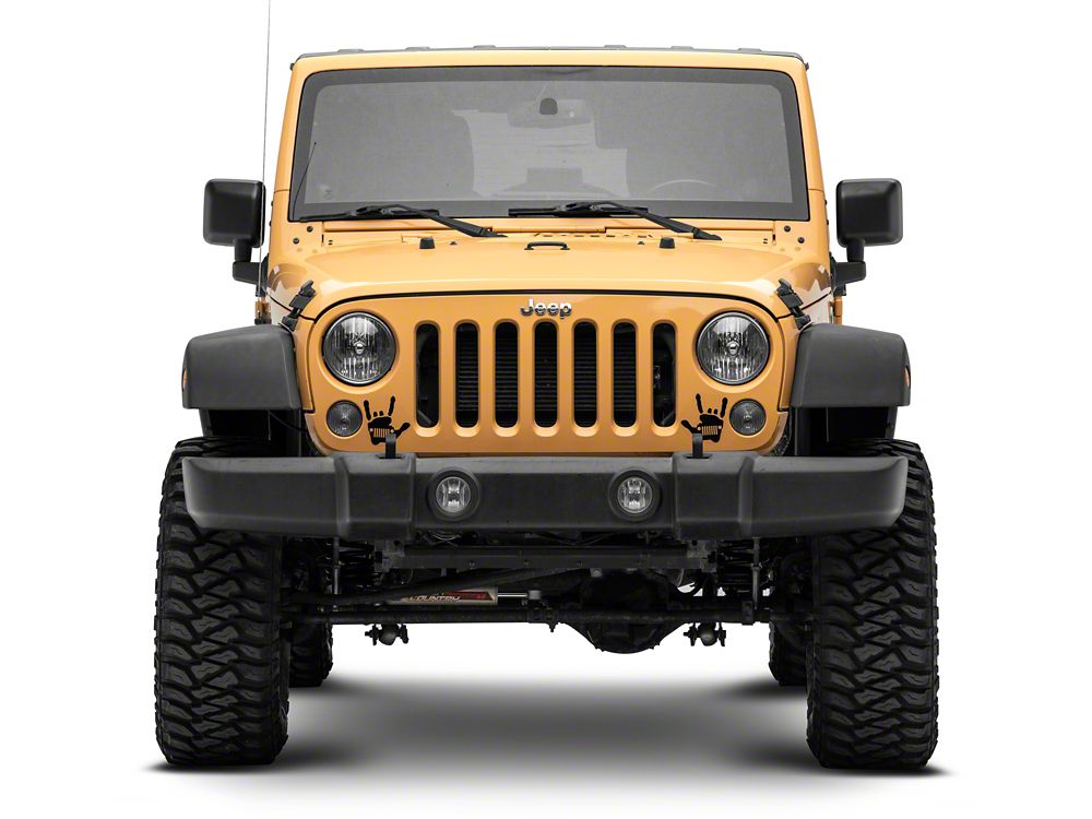 Jeep Licensed by RedRock Jeep Metal Grille Decal; Gloss Black (87-18 Wrangler YJ, TJ & JK)