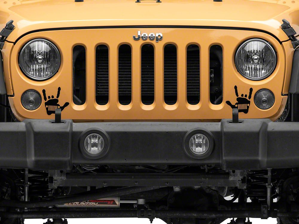 Jeep Licensed by RedRock Jeep Metal Grille Decal; Gloss Black (87-18 Wrangler YJ, TJ & JK)