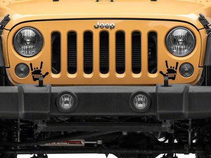 Jeep Licensed by RedRock Jeep Metal Grille Decal; Gloss Black (87-18 Wrangler YJ, TJ & JK)