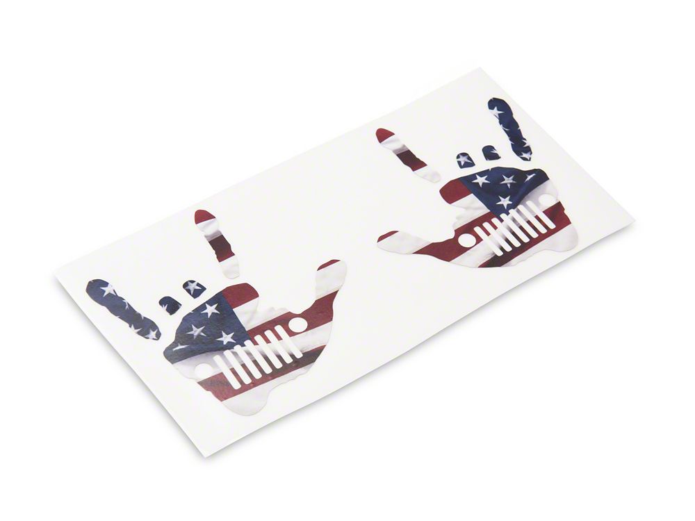 Jeep Licensed by RedRock Jeep Metal Grille Decal; Real Flag (87-18 Wrangler YJ, TJ & JK)