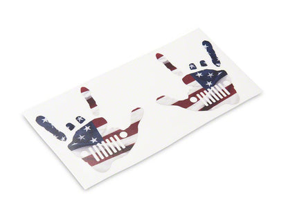 Jeep Licensed by RedRock Jeep Metal Grille Decal; Real Flag (87-18 Wrangler YJ, TJ & JK)