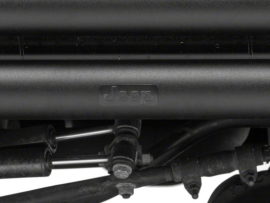 Jeep Licensed by RedRock Double Tubular Front Bumper with Classic Over-Rider Hoop and Jeep Logo; Textured Black (87-06 Jeep Wrangler YJ & TJ)