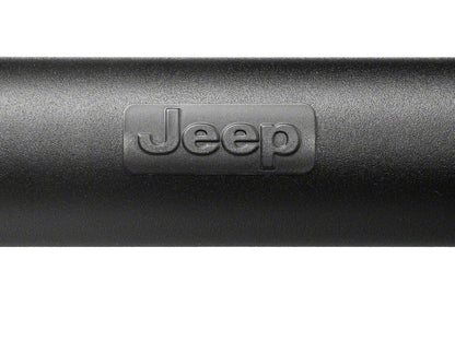 Jeep Licensed by RedRock Double Tubular Front Bumper with Classic Over-Rider Hoop and Jeep Logo; Textured Black (87-06 Jeep Wrangler YJ & TJ)