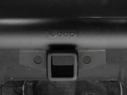 Jeep Licensed by RedRock Double Tubular Rear Bumper with Receiver Hitch and Jeep Logo; Textured Black (87-06 Jeep Wrangler YJ & TJ)