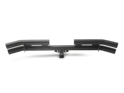 Jeep Licensed by RedRock Double Tubular Rear Bumper with Receiver Hitch and Jeep Logo; Textured Black (87-06 Jeep Wrangler YJ & TJ)