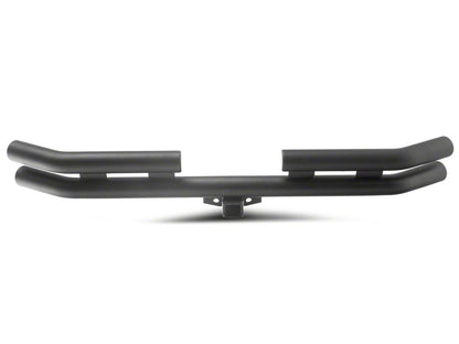 Jeep Licensed by RedRock Double Tubular Rear Bumper with Receiver Hitch and Jeep Logo; Textured Black (87-06 Jeep Wrangler YJ & TJ)