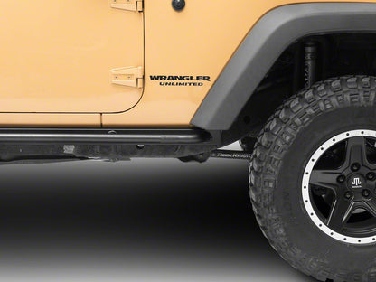 Jeep Licensed by RedRock Enhanced Rubi Rails with Jeep Logo; Textured Black (07-18 Jeep Wrangler JK 4-Door)