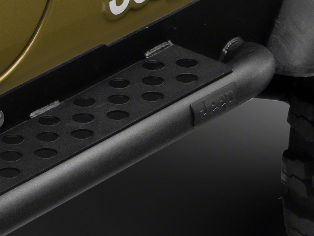 Jeep Licensed by RedRock Rocker Guards with Steps and Jeep Logo (97-06 Jeep Wrangler TJ, Excluding Unlimited)