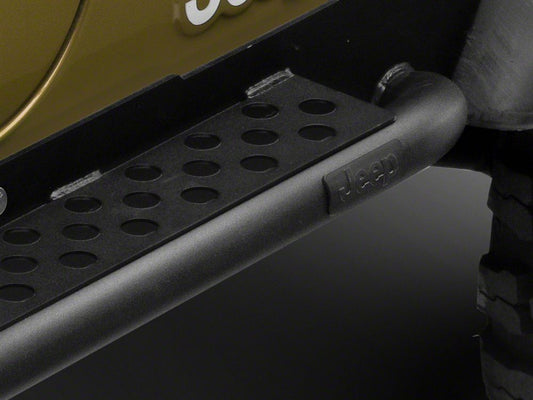 Jeep Licensed by RedRock Rocker Guards with Steps and Jeep Logo (97-06 Jeep Wrangler TJ, Excluding Unlimited)