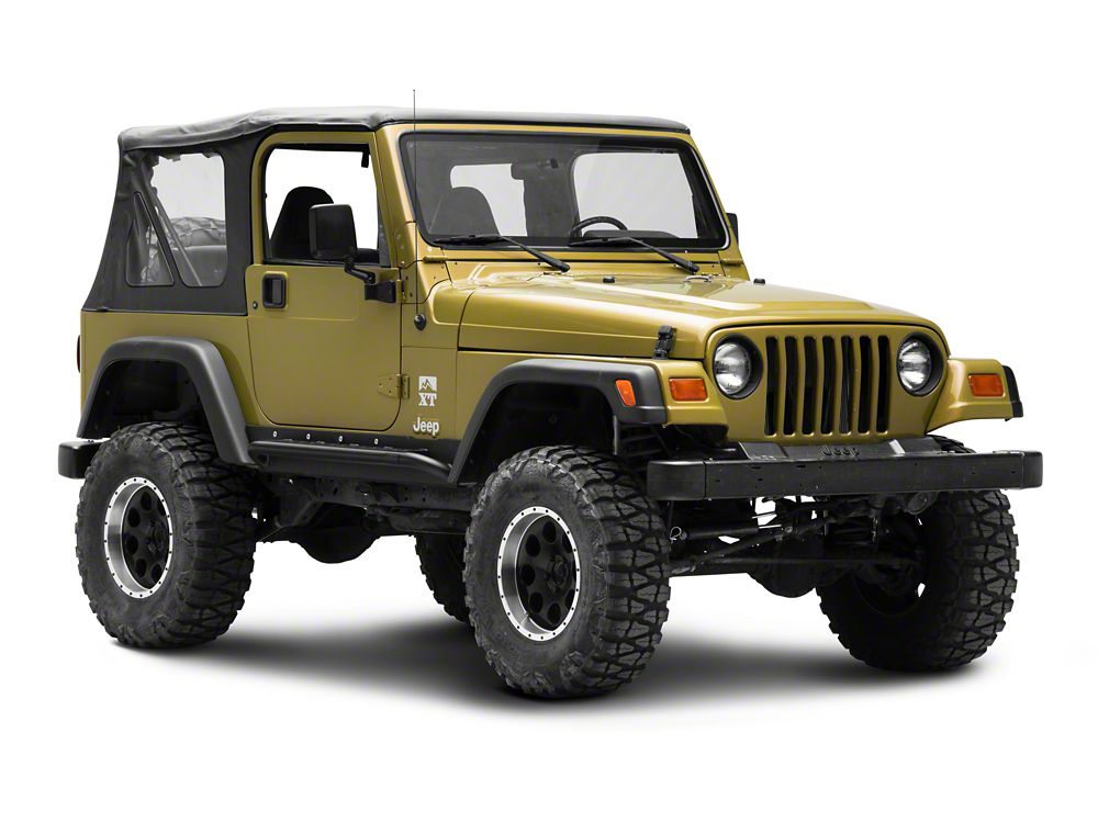 Jeep Licensed by RedRock Rocker Guards with Steps and Jeep Logo (97-06 Jeep Wrangler TJ, Excluding Unlimited)