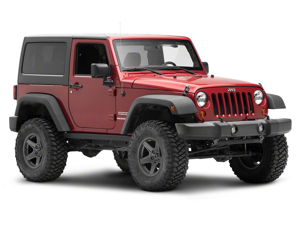 Jeep Licensed by RedRock Rubi Rails with Jeep Logo; Textured Black (07-18 Jeep Wrangler JK 2-Door)