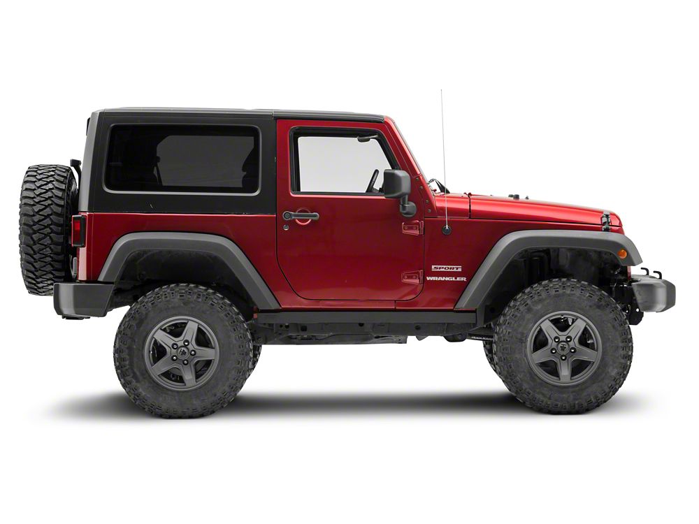 Jeep Licensed by RedRock Rubi Rails with Jeep Logo; Textured Black (07-18 Jeep Wrangler JK 2-Door)
