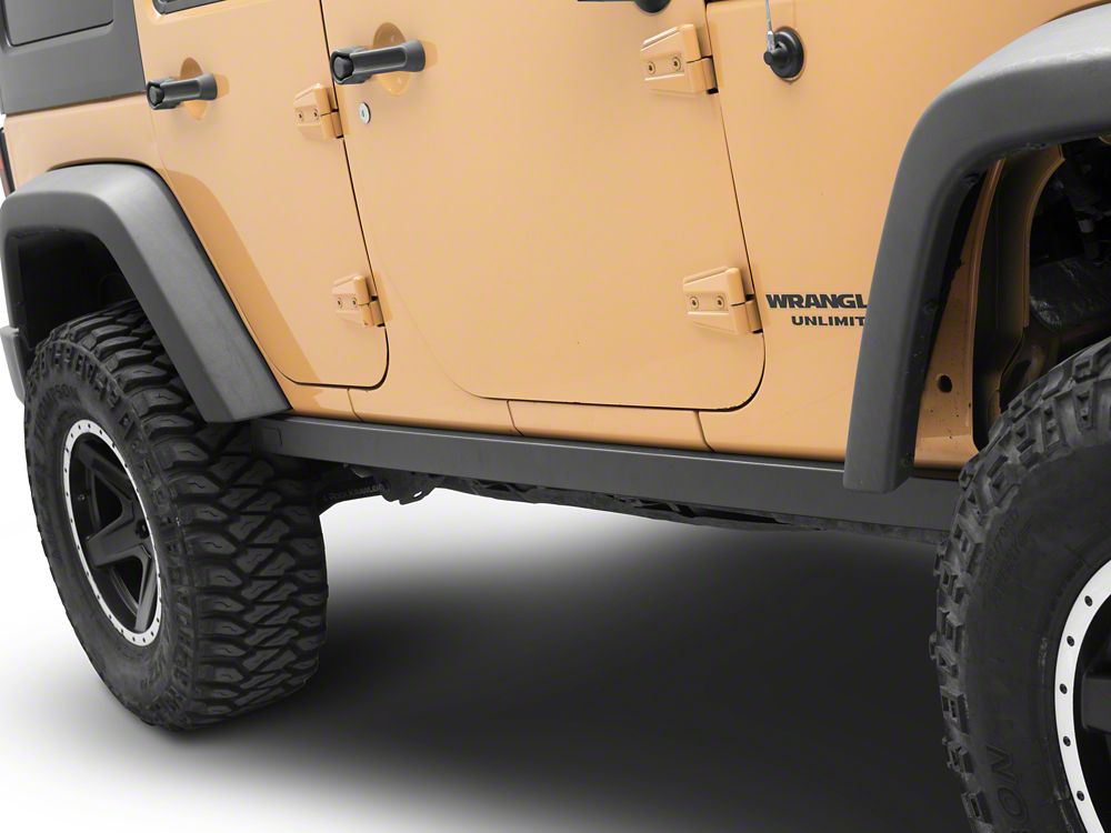 Jeep Licensed by RedRock Rubi Rails with Jeep Logo; Textured Black (07-18 Jeep Wrangler JK 4-Door)