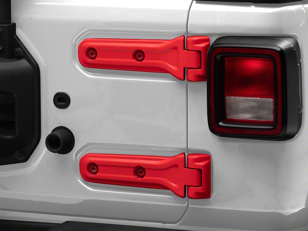 RedRock Tailgate Hinge Cover Kit; Red (18-25 Jeep Wrangler JL)