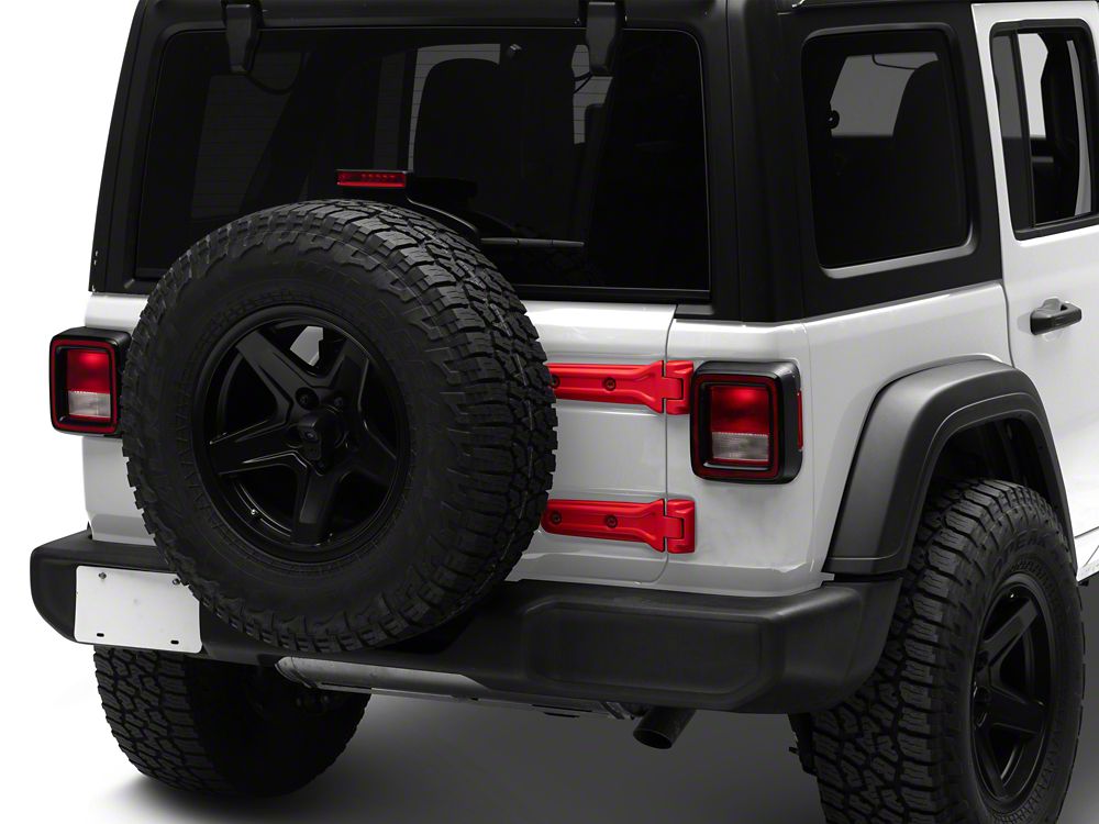 RedRock Tailgate Hinge Cover Kit; Red (18-25 Jeep Wrangler JL)