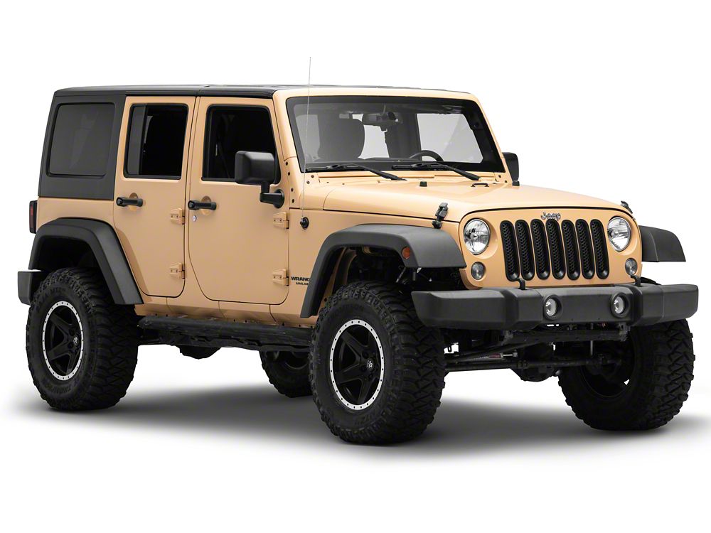RedRock Mesh Grille Inserts; Matte Black (07-18 Jeep Wrangler JK)