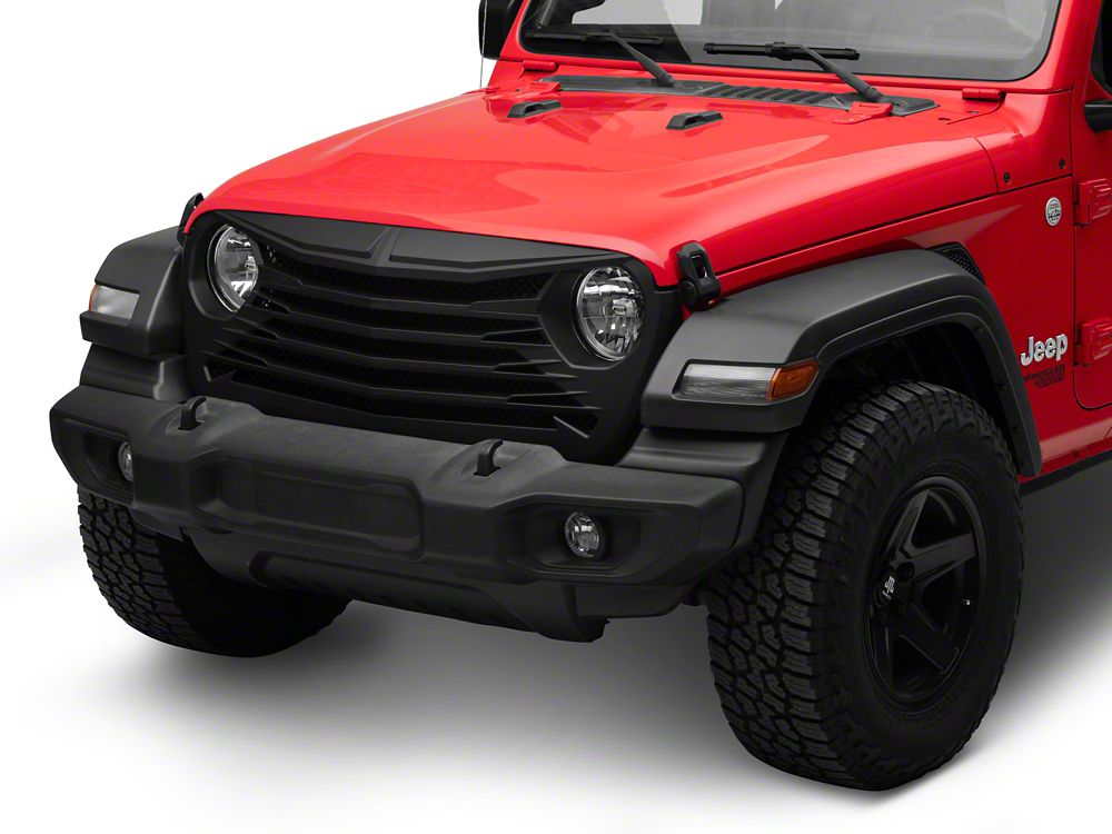 RedRock Tomahawk Grille; Matte Black (18-25 Jeep Wrangler JL)