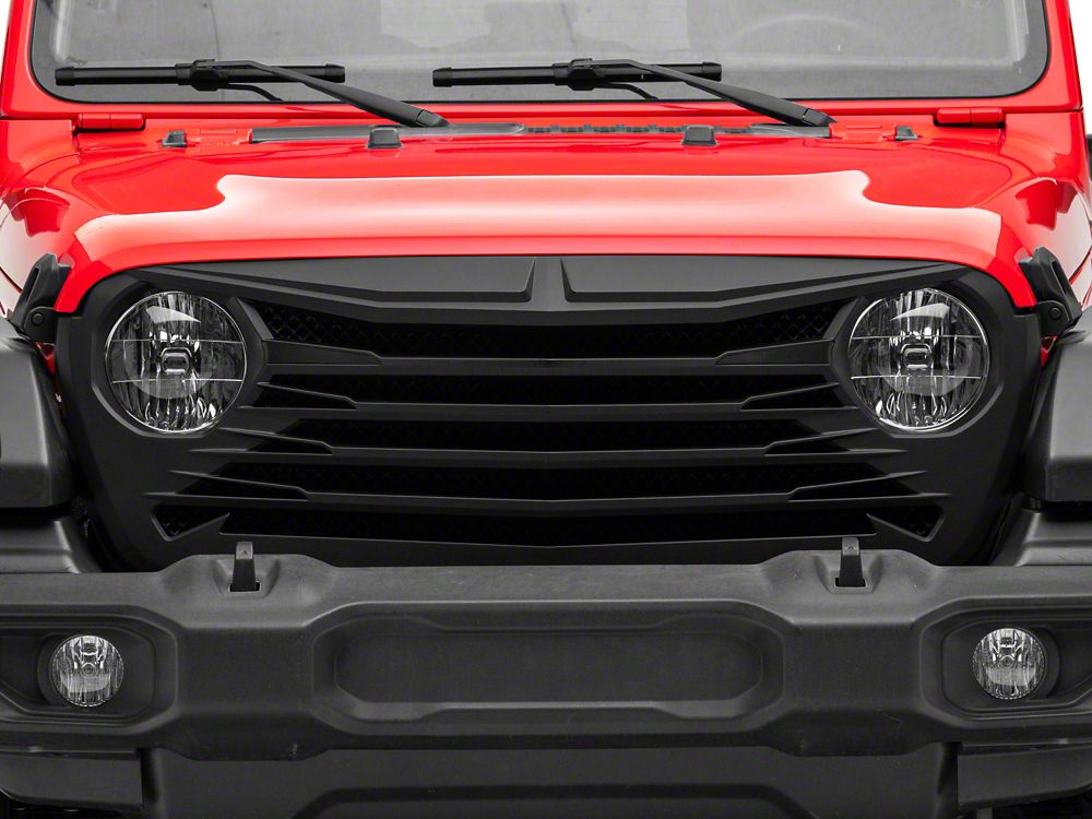 RedRock Tomahawk Grille; Matte Black (18-25 Jeep Wrangler JL)