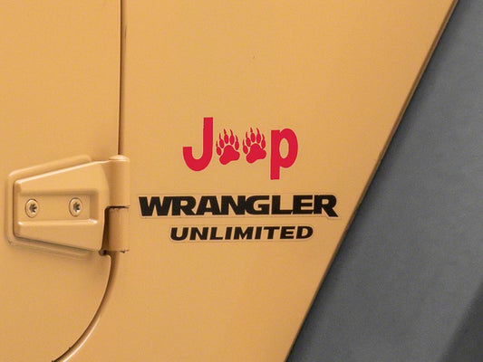 Jeep Licensed by RedRock Jeep Paw Side Logo; Red (87-18 Jeep Wrangler YJ, TJ & JK)
