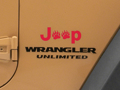 Jeep Licensed by RedRock Jeep Paw Side Logo; Red (87-18 Jeep Wrangler YJ, TJ & JK)