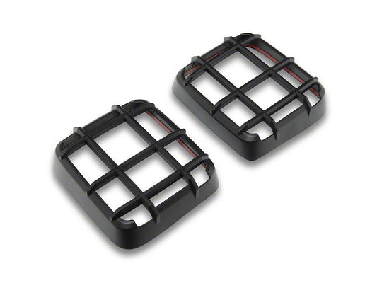 RedRock ABS Tail Light Guard; Textured Black (18-25 Jeep Wrangler JL w/ Factory Halogen Tail Lights)